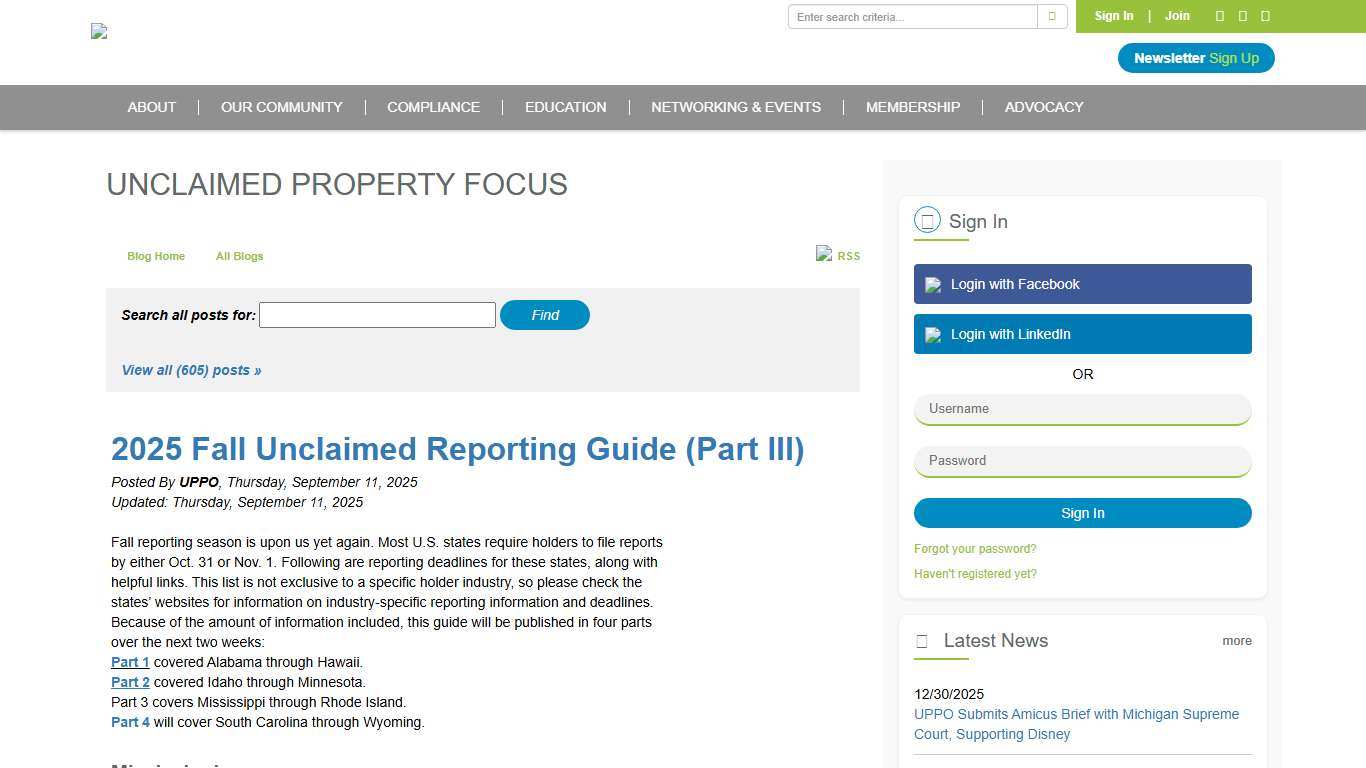 2025 Fall Unclaimed Reporting Guide (Part III) - Unclaimed Property Professionals Organization